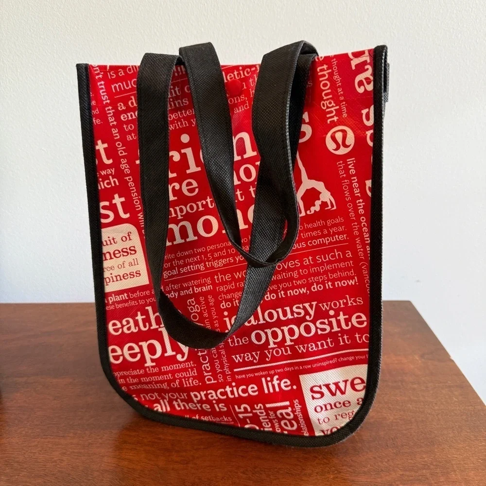lululemon athletica | Bags | Lululemon Athletica Red And Black Graphic  Small Tote | Poshmark